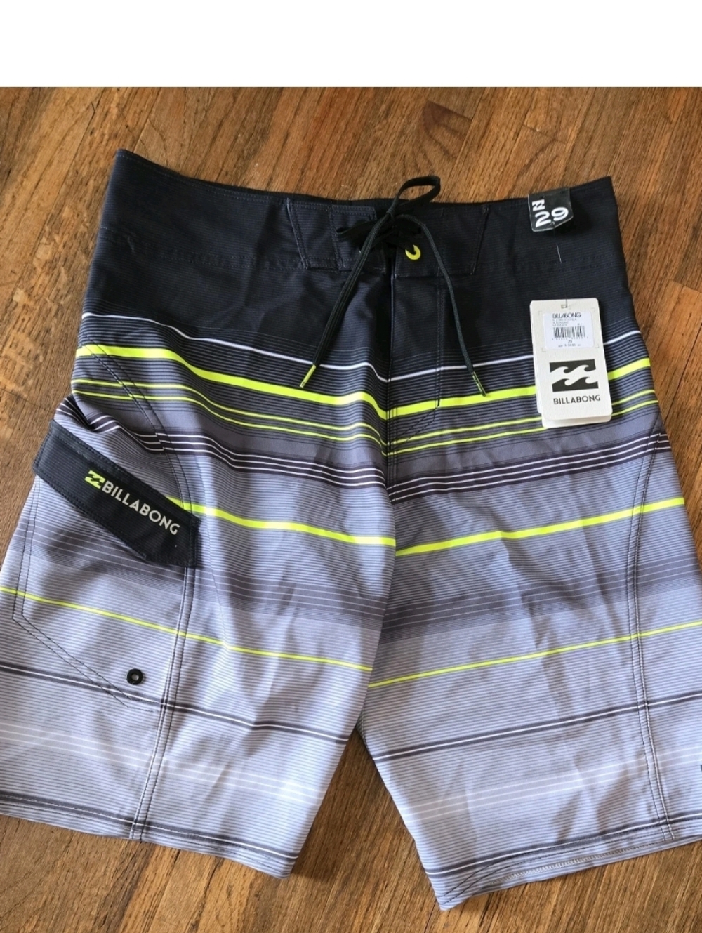 Billabong Platinum X All Day Men's Swim Shorts Trunks Striped Black/Lime Size 29